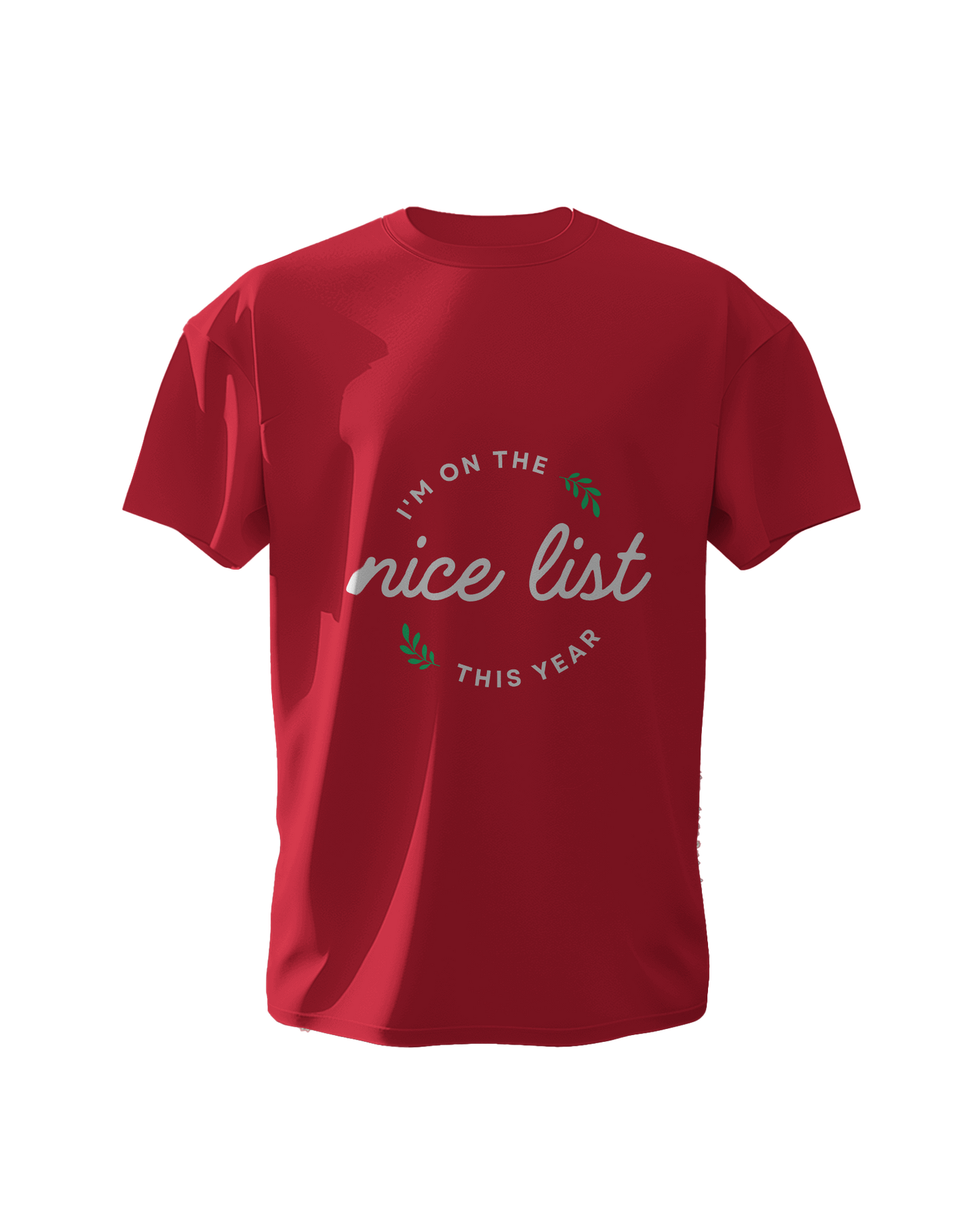 "I'm on the Nice List This Year" Christmas Graphic T-Shirt - Regular Fit - 100% Cotton