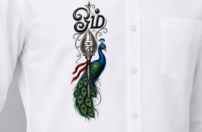 Premium White Murugan Vel & Peacock Printed Shirt for Men