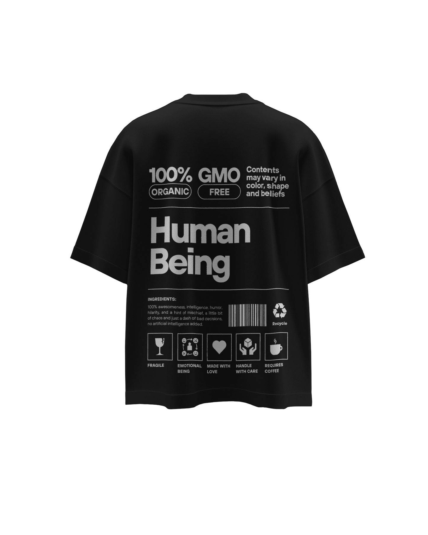 100% Human Being Oversized Graphic Printed T-Shirt - 100% Cotton