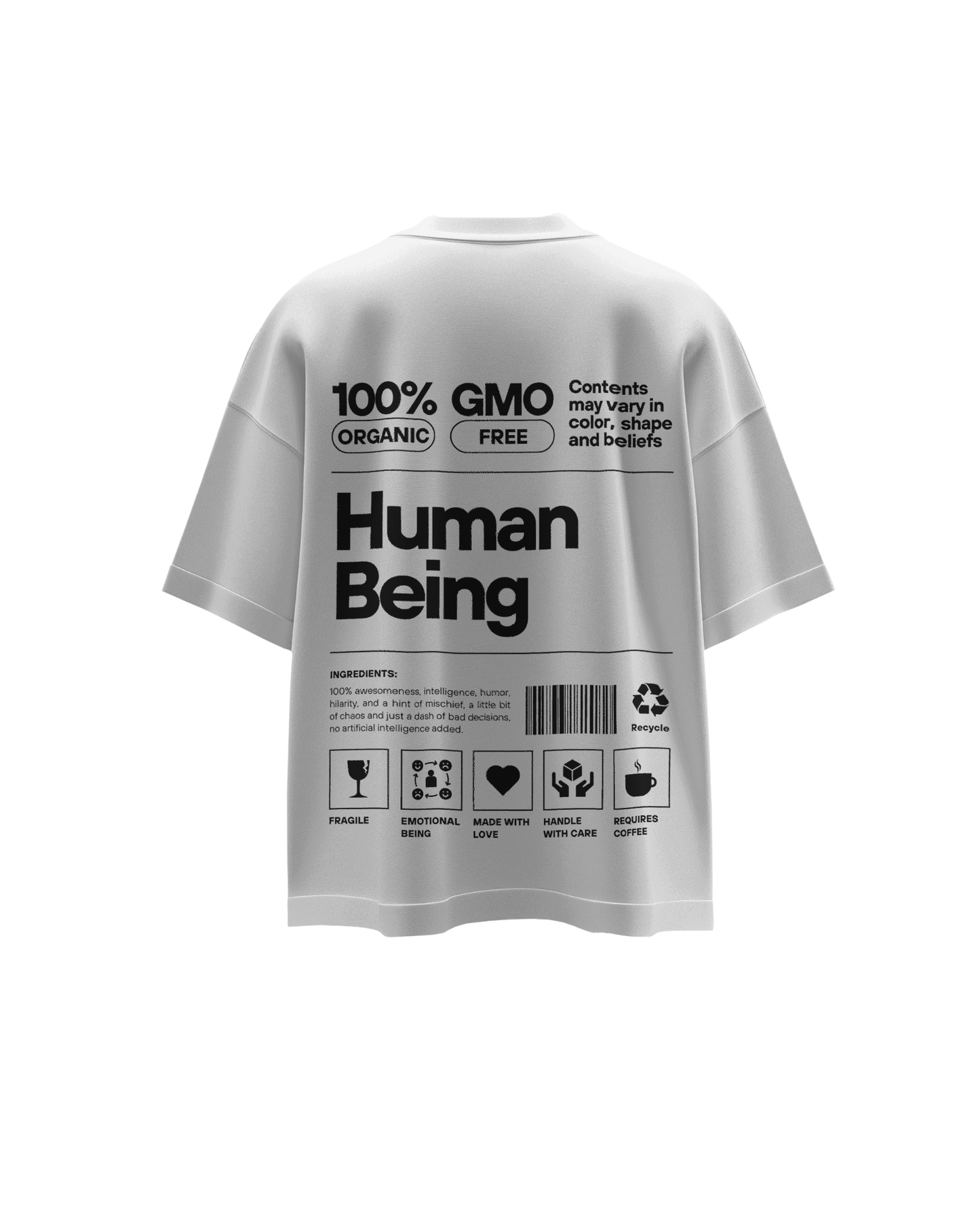 100% Human Being Oversized Graphic Printed T-Shirt - 100% Cotton