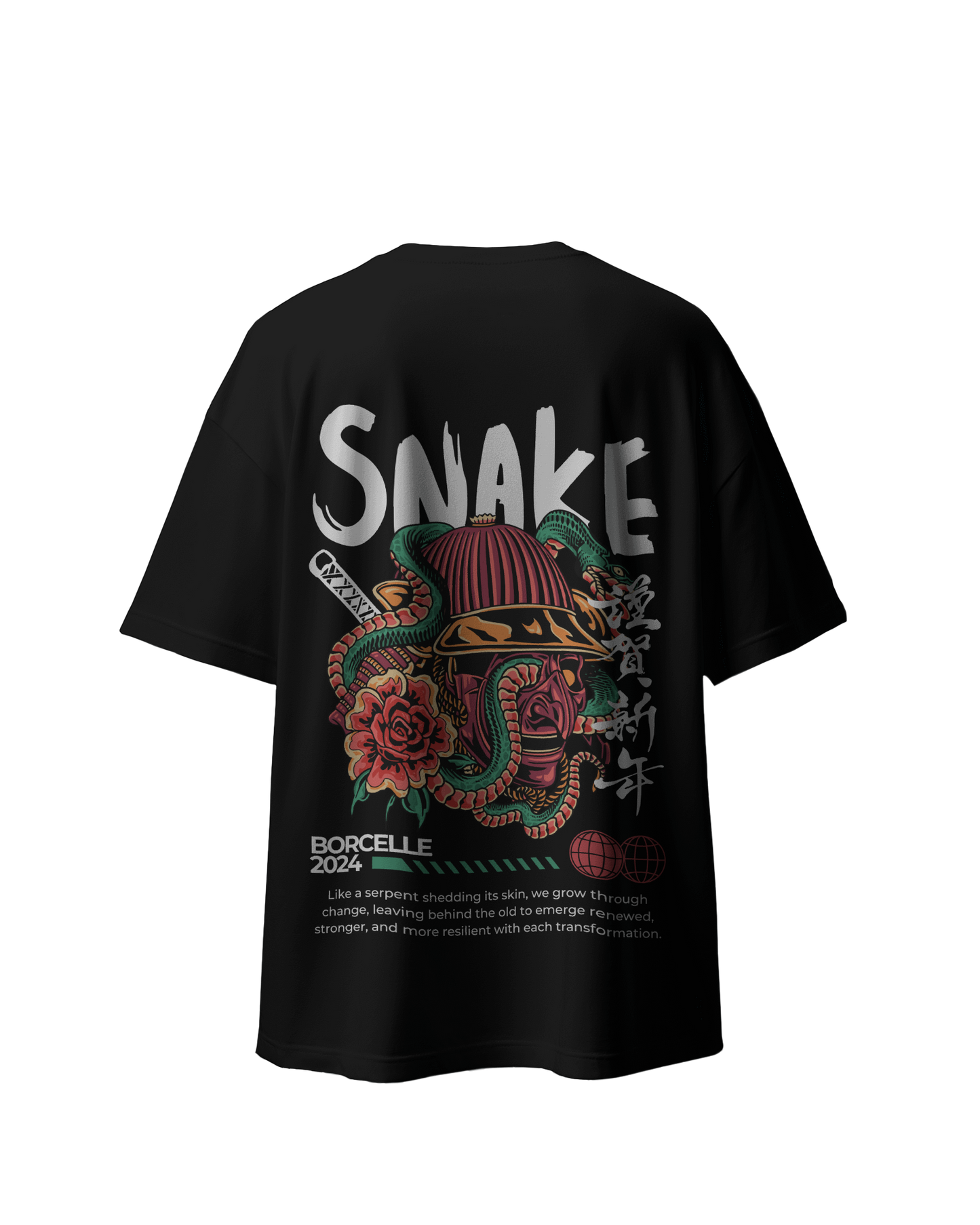 "Snake" Oversized Graphic T-Shirt - Front & Back Design - 100% Cotton