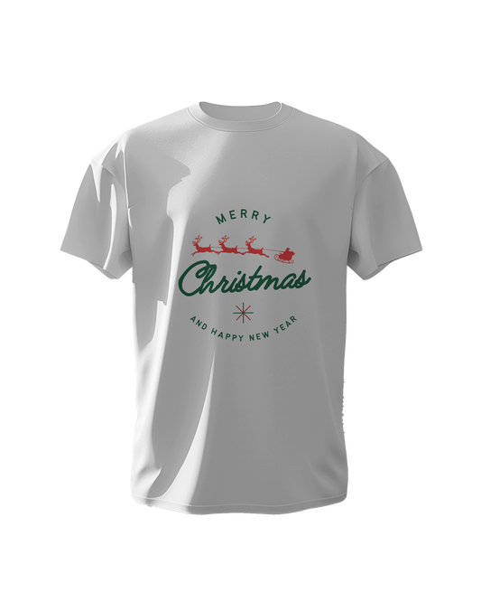 "Merry Christmas and Happy New Year" Festive Graphic T-Shirt - Regular Fit - 100% Cotton