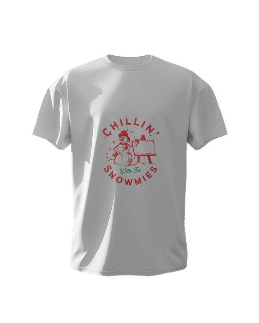 "Chillin' With the Snowmies" Christmas Graphic T-Shirt - Regular Fit - 100% Cotton