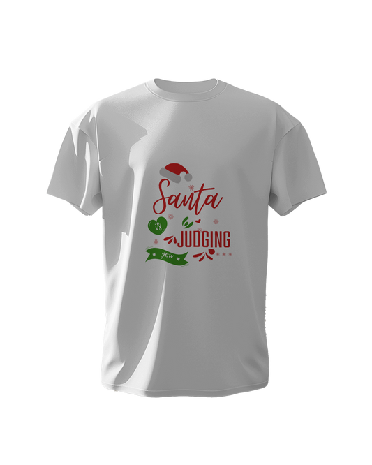 "Santa is Judging You" Christmas T-Shirt - 100% Cotton Regular Fit