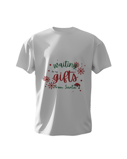 "Waiting for my gifts from Santa" - Christmas T-Shirt - 100% Cotton Regular Fit