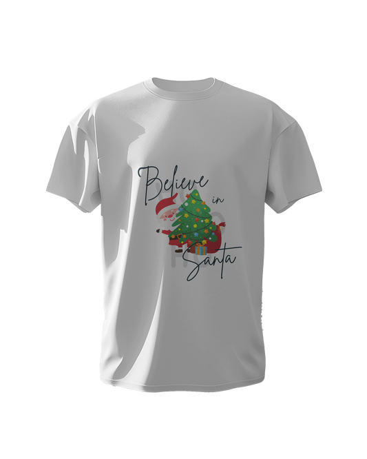 "Believe in Santa" Christmas T-Shirt - 100% Cotton Regular Fit