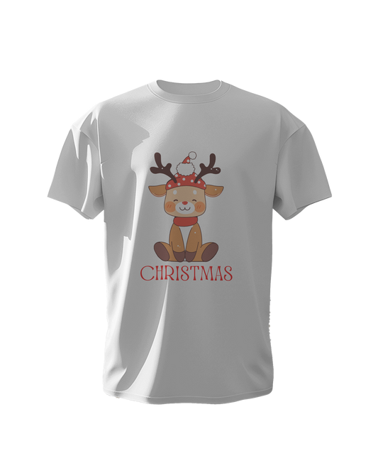 "Merry Christmas" Deer Graphic T-Shirt - Regular Fit - 100% Cotton