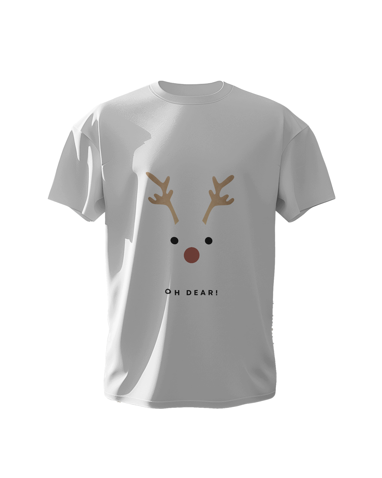 "Oh Deer" Cute Deer Face Christmas T-Shirt - Regular Fit - 100% Cotton